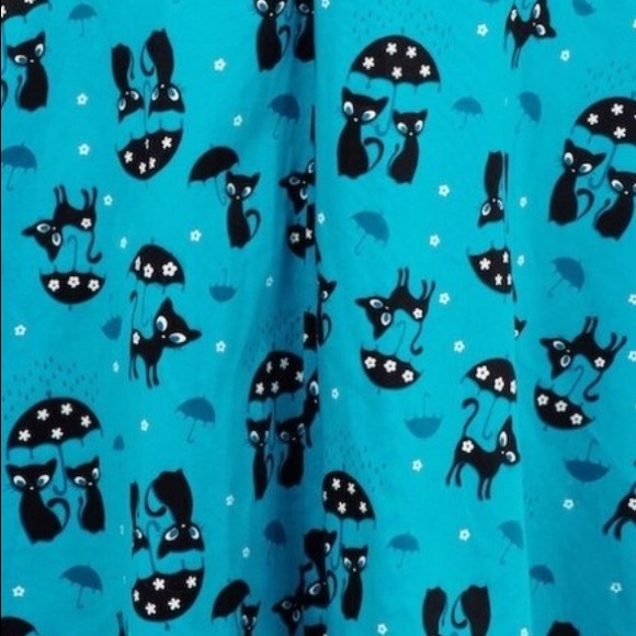 Voodoo Vixen Katnis Flared Cat Dress Blue - Picture 2 of 8